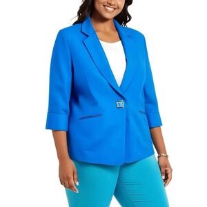 Kasper Womens Blue Long Sleeve Notch Lapel‎ Single-Breasted Suit Blazer Size 20W